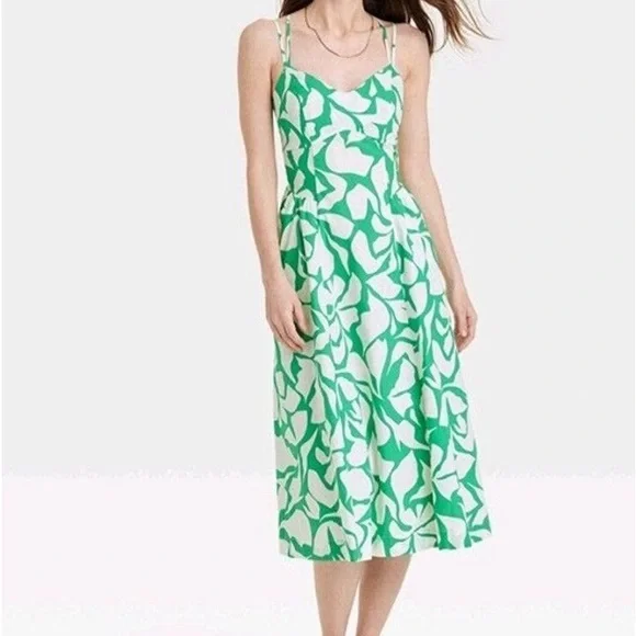 a new day green floral dress Women's New Day Mesh Midi Dress Spring Floral, Size XXL